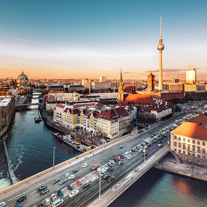 Vista panoramica di Berlino e della torre della televisione