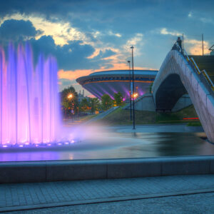 Vista di Katowice di notte