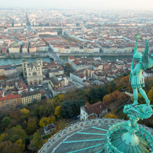 Panorama di Lione dalla statua di San Michele